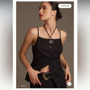 Anthropologie Black Button-Front Tank Top
